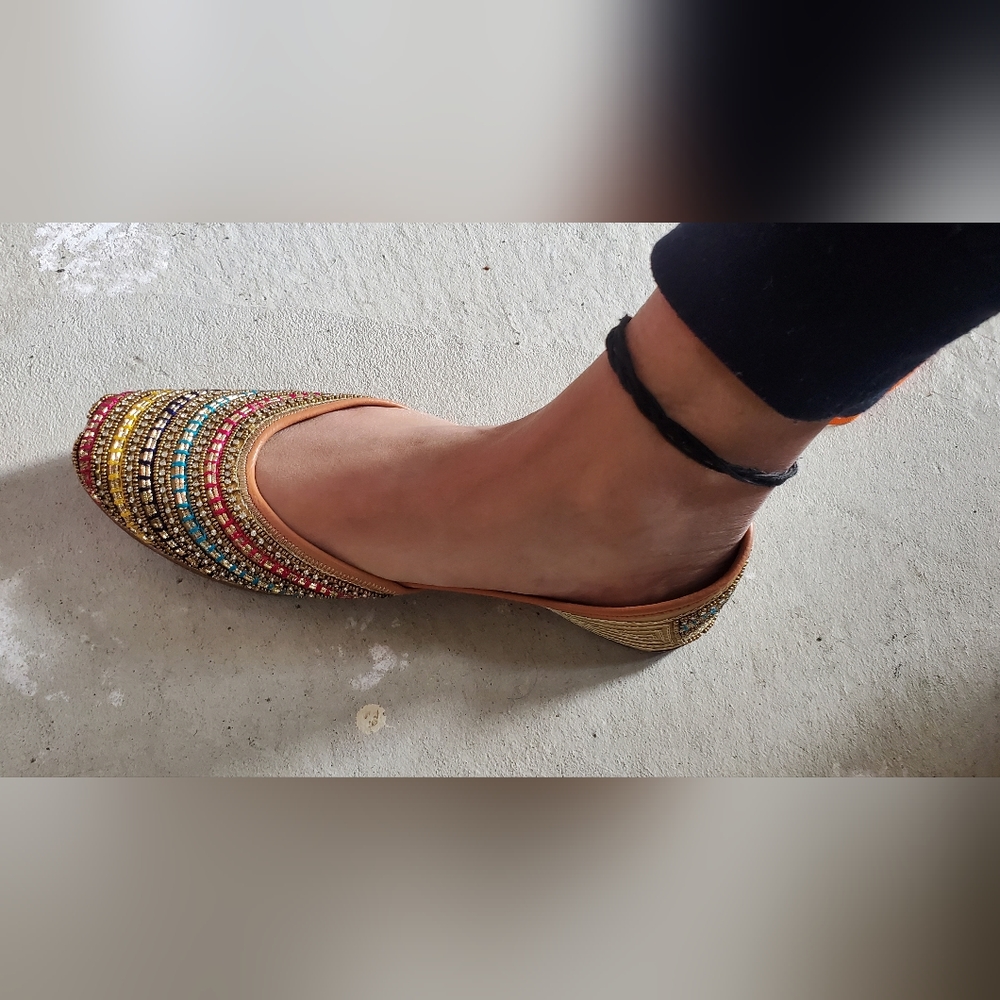 Multicolored Punjabi Jutti Multicolored Flats Loafers Ballet Shoes Women's Shoes
